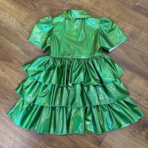 NWT Lola + The Boys iridescent emerald bow dress size 2 - Picture 5 of 8